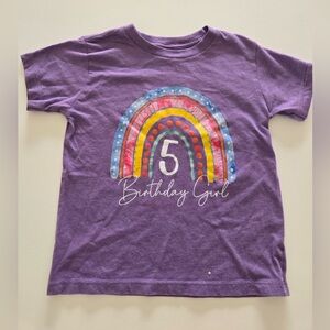 Girls 5T Purple “Birthday Girl” Rainbow Graphic Tee | Bella + Canvas Kids